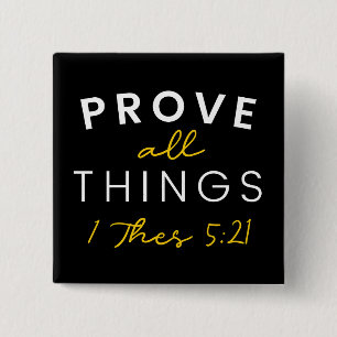 Bible Quote Prove All Things Yellow Typography 2 Inch Square Button