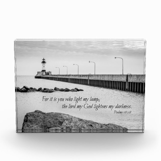 Bible Quote Psalms 18:28 lighthouse photo block (Front)