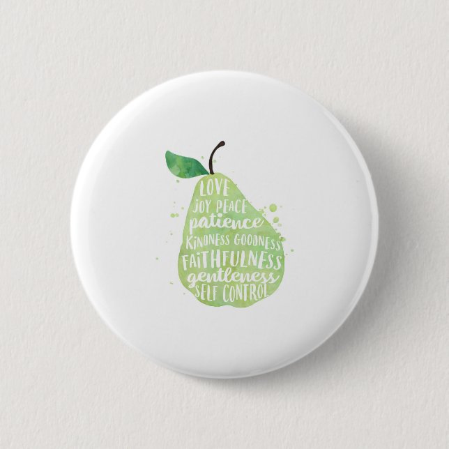 Bible Quote Religious Green Pear  2 Inch Round Button (Front)