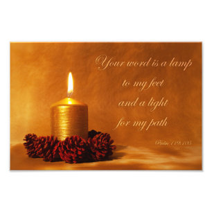Bible quote with Christmas candle Photo Print
