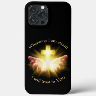 Bible quote with hands holding Cross iPhone 13 Pro Max Case
