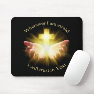 Bible quote with hands holding Cross Mouse Pad