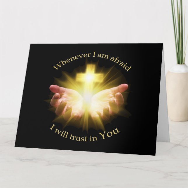 Bible quote with hands holding Cross Thank You Card (Front)
