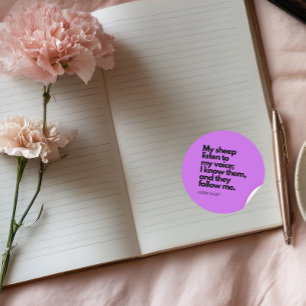 Bible Quotes: John 10:27, Gospel Verse #2 Classic Round Sticker