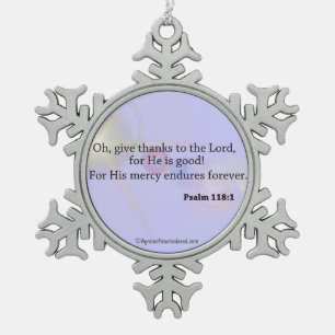 Bible Quotes Snowflake Pewter Christmas Ornament