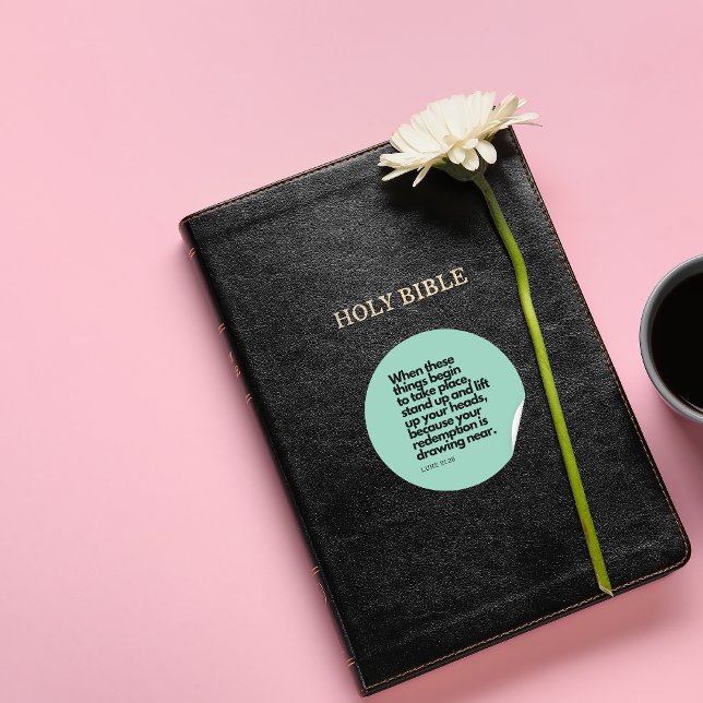 Bible Quotes: Stand Up and Lift Up Your Heads Classic Round Sticker (Creator Uploaded)