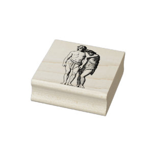 Bible Religious Art Adam and Eve Illustration Rubber Stamp