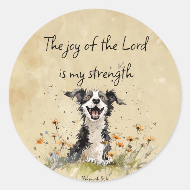 Bible Scripture Encouragement The Joy of The Lord Classic Round Sticker (Front)