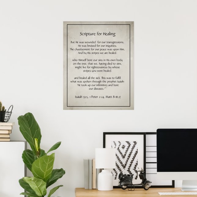 Bible Scripture for Healing Health Sickness Poster (Home Office)