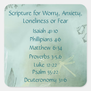 Bible Scripture for Worried Anxious Lonely Afraid Square Sticker