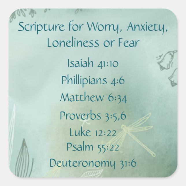 Bible Scripture for Worried Anxious Lonely Afraid Square Sticker (Front)