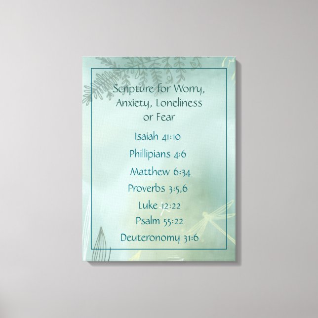 Bible Scripture for Worry Anxiety, Loneliness Fear Canvas Print (Front)