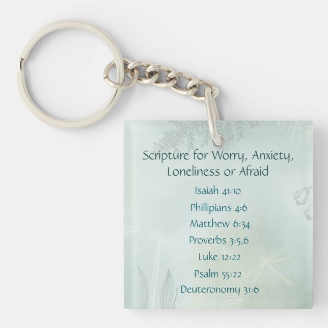 Bible Scripture for Worry Anxiety, Loneliness Fear Keychain (Front)