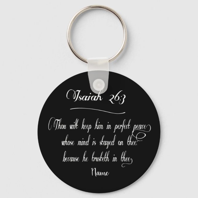 Bible scripture Isaiah 26:3 Keychain (Front)
