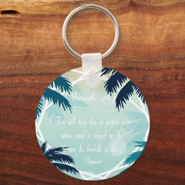 Bible scripture Isaiah 26:3 Keychain (Front)