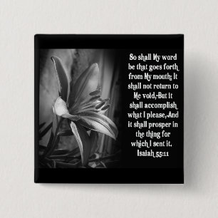 BIBLE SCRIPTURE ISAIAH 55:11 2 INCH SQUARE BUTTON