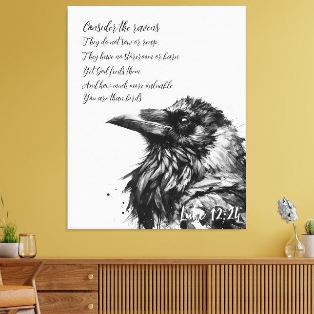 Bible Scripture Luke 12:24 Canvas Print (Insitu(LivingRoom))