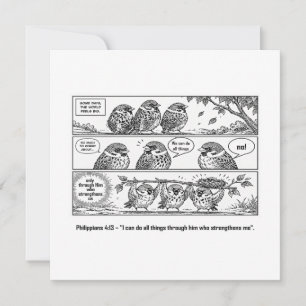 Bible Scripture Phillipians Cartoon Sparrow Art Card