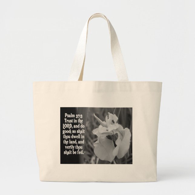 BIBLE SCRIPTURE PSALM 37:3 TRUST THE LORD LARGE TOTE BAG (Front)