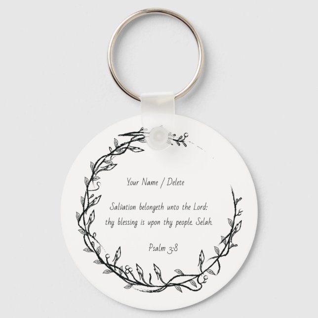 Bible scripture Psalm 3 - 8 Salvation prayer psalm Keychain (Front)