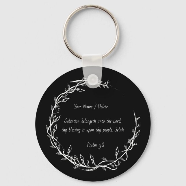 Bible scripture Psalm 3 - 8 Salvation prayer psalm Keychain (Front)