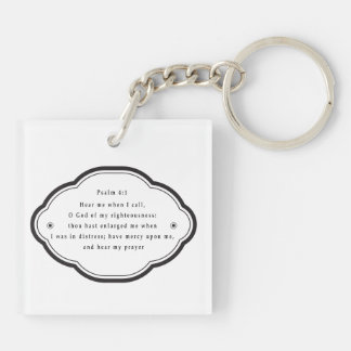Bible scripture Psalm 4-1 Christianity Keychain