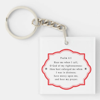 Bible scripture Psalm 4-1 Christianity Keychain