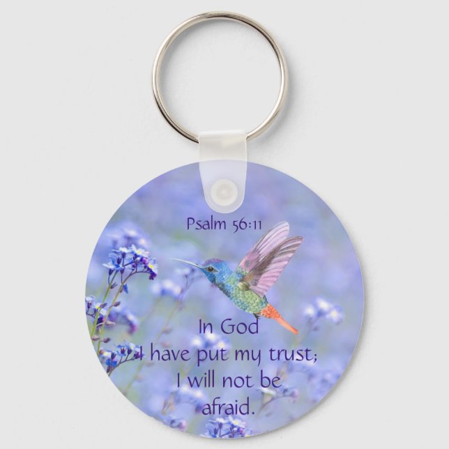 Bible Scripture Psalm 56:11 Not be Afraid Quote Ke Keychain (Front)
