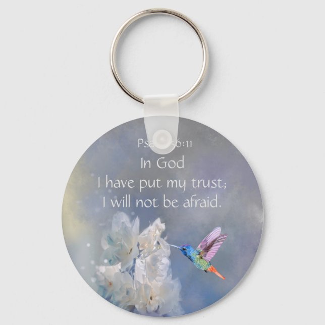 Bible Scripture Psalm 56:11 Not be Afraid Quote Keychain (Front)