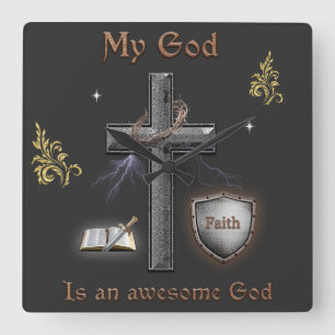 Bible Scripture Square Wall Clock