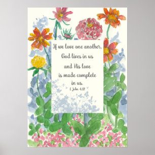 Bible Verse 1 John Love One Another Religious Poster