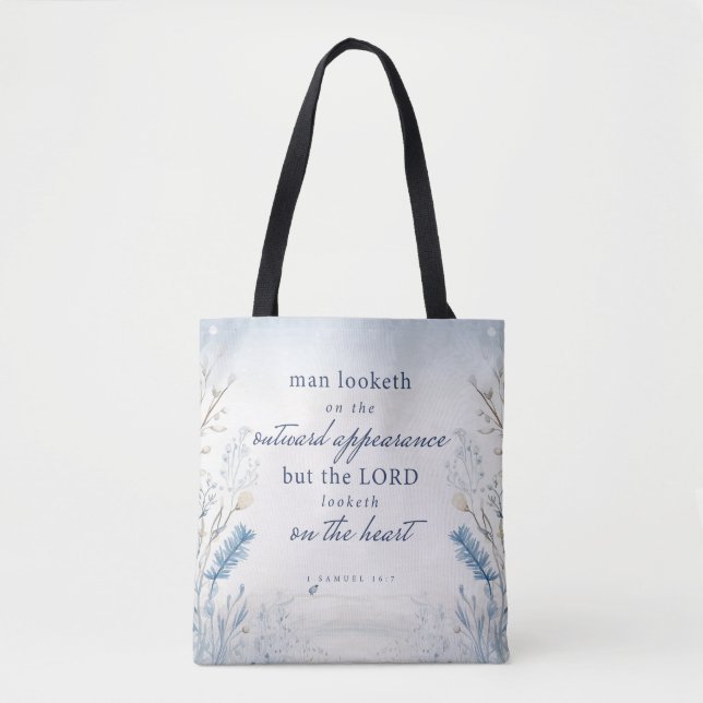 Bible Verse 1 Samuel 16:7 Watercolour Tote Bag (Front)
