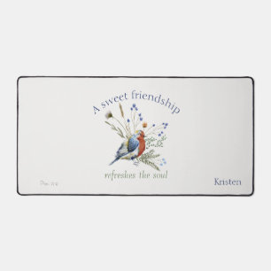 Bible Verse ‘A Sweet Friendship’ Watercolor Bird Desk Mat