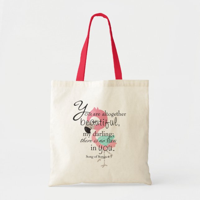 Bible Verse about Beauty Tote Bag (Front)