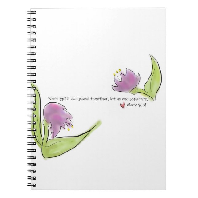 Bible Verse about Love w/Flowers Notebook (Front)