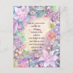 Bible verse and flowers postcard