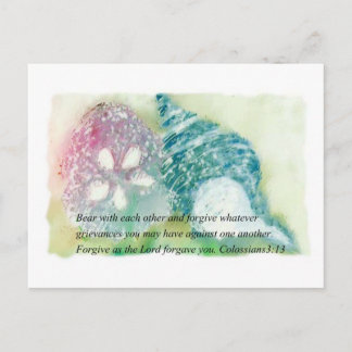 Bible verse and seashells postcard