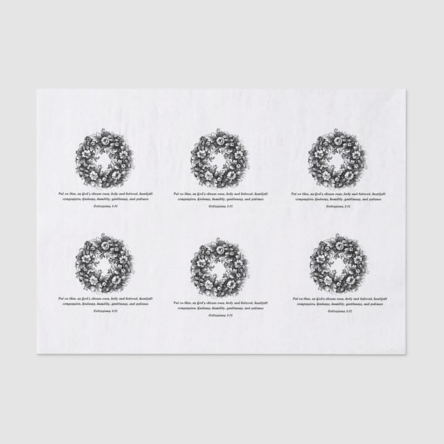 Bible verse and wreath tissue paper (Front)