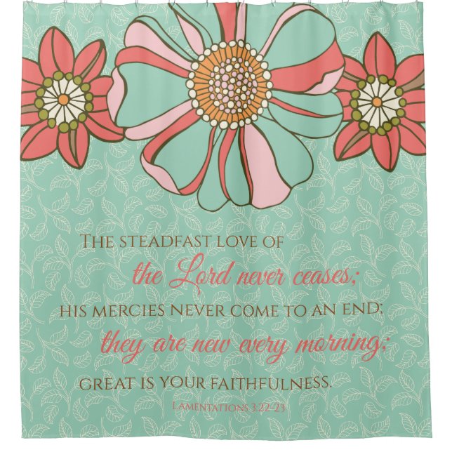 Bible Verse Aqua & Pink Retro Floral (Front)