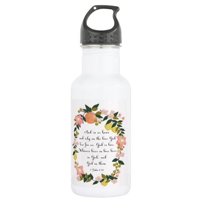 Bible Verse Art - 1 John 4:16 532 Ml Water Bottle (Front)