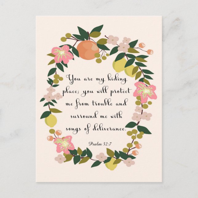 Bible Verse Art - Psalm 32:7 Postcard (Front)