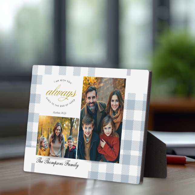 Bible Verse Blue Family Photo Collage Scripture Plaque (Creator Uploaded)