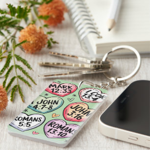 Bible Verse Candy Hearts Christian Valentine Keychain