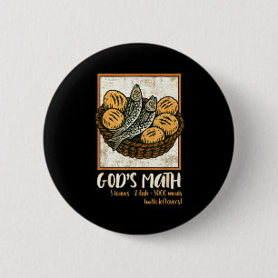 Bible Verse Christian Jesus Fishes &amp; Loaves Go 2 Inch Round Button