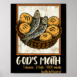 Bible Verse Christian Jesus Fishes & Loaves Go Poster