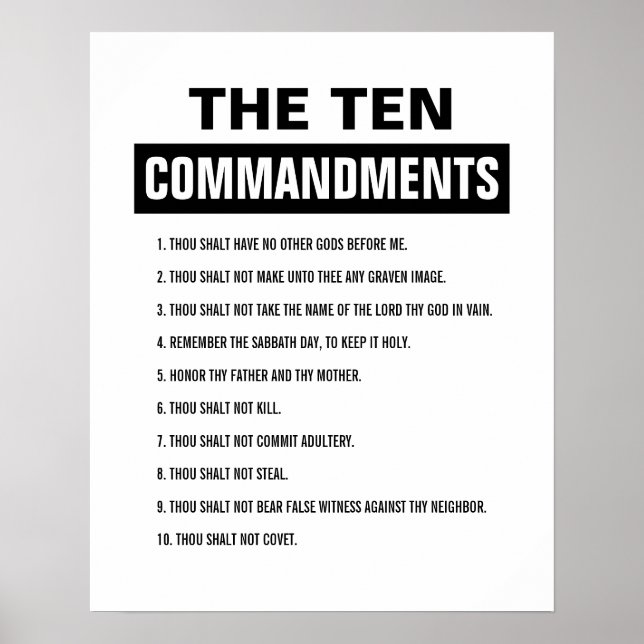 Bible Verse Christian Religious Ten Commandments Poster (Front)