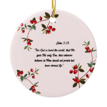 Bible Verse Christmas Cranberry Ornament