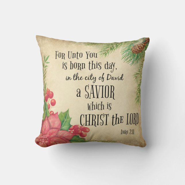 Bible Verse Christmas Throw Pillow (Front)