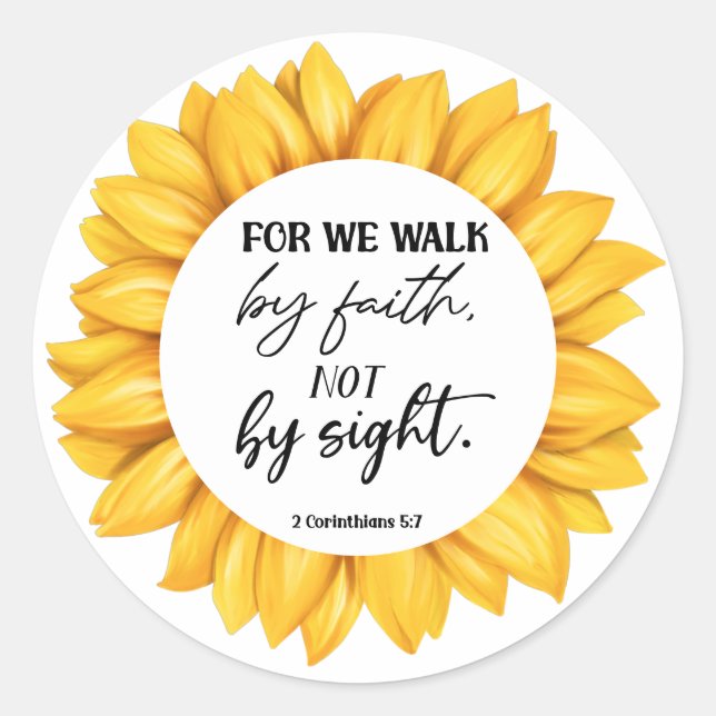 Bible Verse Corinthians Sunflower  Classic Round Sticker (Front)