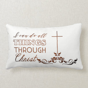 Bible Verse Cross Calligraphy Christian Gift Lumbar Pillow